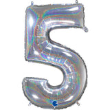 Foil Numbers Holo Silver Balloons | 26"