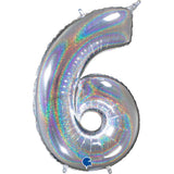 Foil Numbers Holo Silver Balloons | 26"