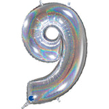 Foil Numbers Holo Silver Balloons | 26"