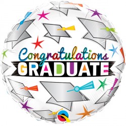 Foil Round Congratulations Graduate with Stars | 18"