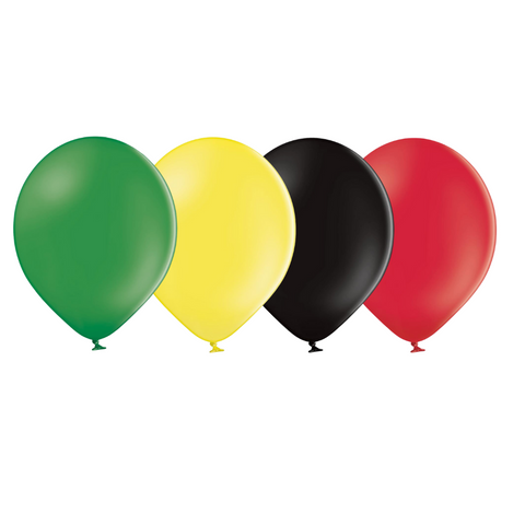 Green, Yellow, Black & Red Latex Balloons - Ghana & Senegal Flags