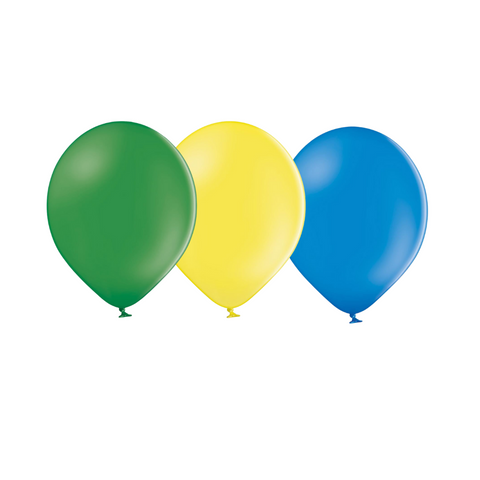 Green, Yellow & Blue Latex Balloons - Brazil Flag