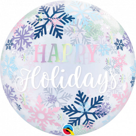 Happy Holidays Snowflakes Bubble Balloon | 22"