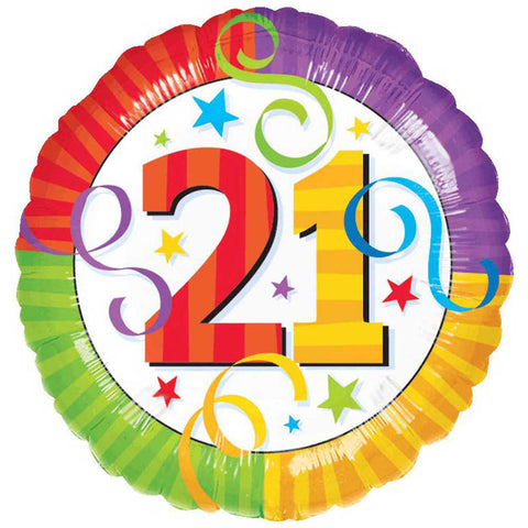 Perfection 21 Colourful Birthday Foil Balloon | 18"