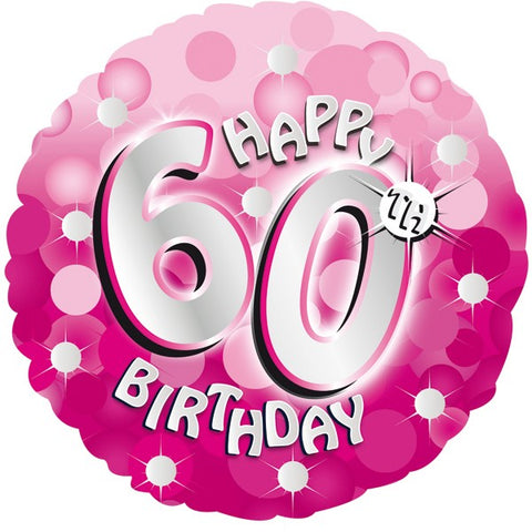 Pink Sparkle 60th Birthday Foil Balloon  | 18" | S40