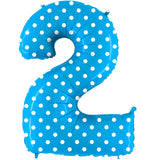 Foil Numbers Polka Dot Blue Balloons | 40"