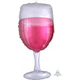 Foil Shape Rose Wine Glass Balloon P35 | 31"