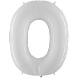Foil Numbers Metallic White Balloons | 40"