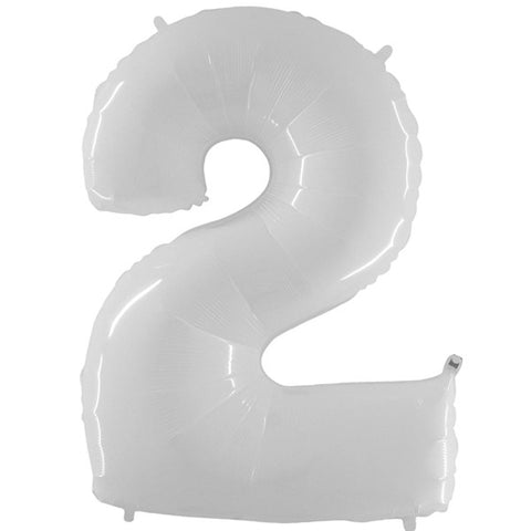 Foil Numbers Metallic White Balloons | 40"