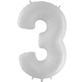 Foil Numbers Metallic White Balloons | 40"