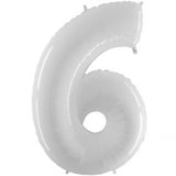 Foil Numbers Metallic White Balloons | 40"