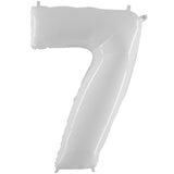 Foil Numbers Metallic White Balloons | 40"