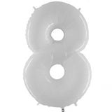 Foil Numbers Metallic White Balloons | 40"