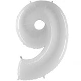 Foil Numbers Metallic White Balloons | 40"