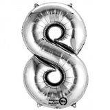 Foil Numbers Metallic Silver Balloons | 34"