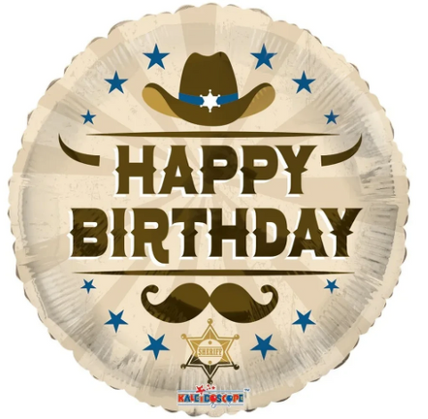 18" Cowboy Happy Birthday Foil Balloon | S40