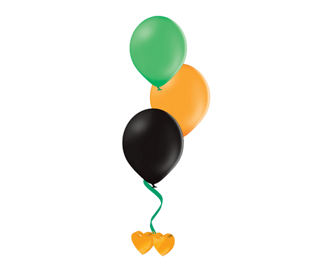 Bunch of 3 Green, Orange & Black Latex Balloons | 12" | Halloween