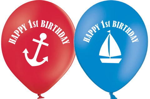 Latex Preprinted 1st Birthday Ships Balloons | 10"| 10 Pack