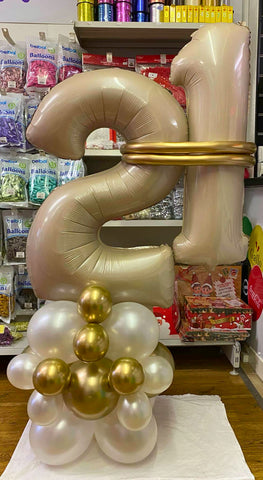 Pearl, Gold & Nude Vertical Number Stack