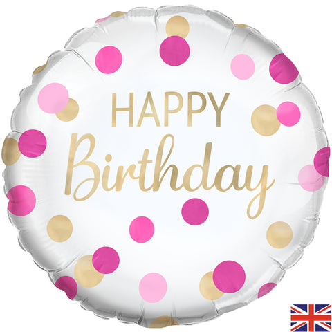 18" Gold/Pink Happy Birthday Foil Balloon S40