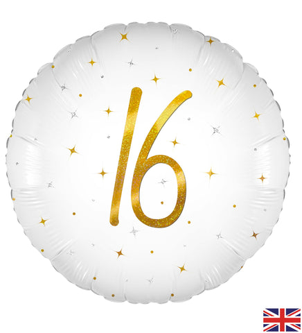 Elegant Sparkle White 16th Birthday Foil Balloon  | 18" | S40