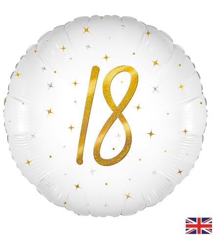 Elegant Sparkle White 18th Birthday Foil Balloon  | 18" | S40