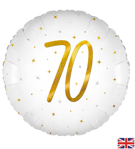 Elegant Sparkle White 70th Birthday Foil Balloon  | 18" | S40