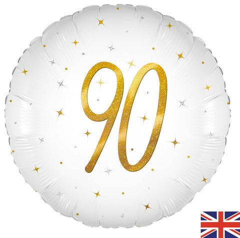 Elegant Sparkle White 90th Birthday Foil Balloon  | 18" | S40