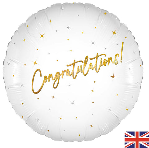 Elegant Sparkle White Congratulations Foil Balloon | 18"