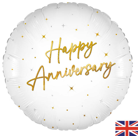 Elegant Sparkle White Happy Anniversary Foil | 18"
