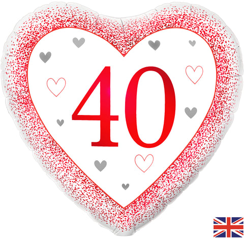 40th Anniversary Heart Foil Balloon | S40 | 18"