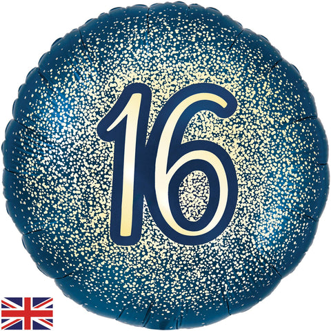 Metallic Glitter Navy 16th Birthday Foil Balloon  | 18" | S40