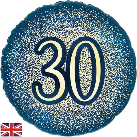 Metallic Glitter Navy Gold 30th Birthday Foil Balloon  | 18" | S40