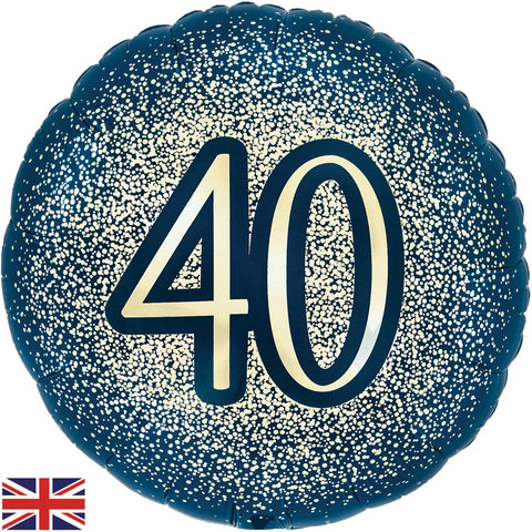 Metallic Glitter Navy Gold 40th Birthday Foil Balloon  | 18" | S40