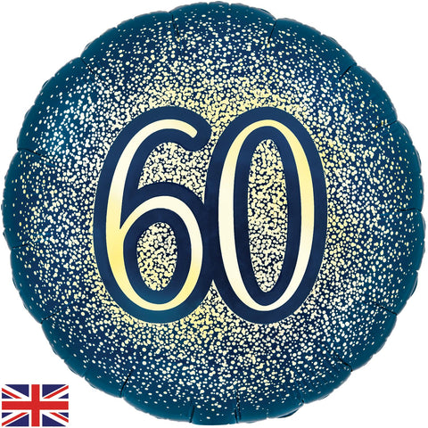 Metallic Glitter Navy Gold 60th Birthday Foil Balloon  | 18" | S40