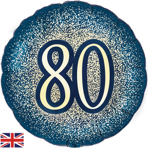 Metallic Glitter Navy Gold 80th Birthday Foil Balloon  | 18" | S40