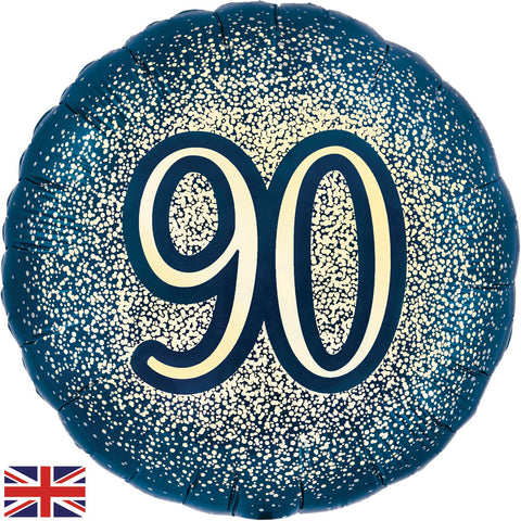 Metallic Glitter Navy Gold 90th Birthday Foil Balloon  | 18" | S40