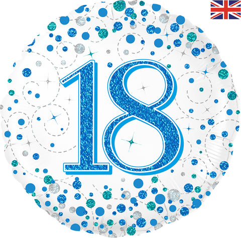 Sparkling Fizz 18th Birthday Blue Holographic Foil Balloon  | 18" | S40