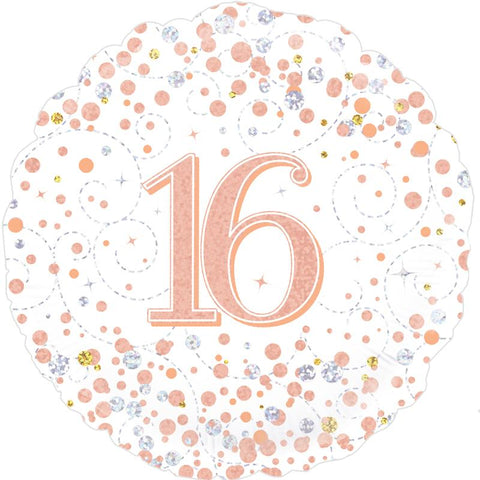 Sparkling Fizz Rose Gold 16th Birthday Foil Balloon  | 18" | S40