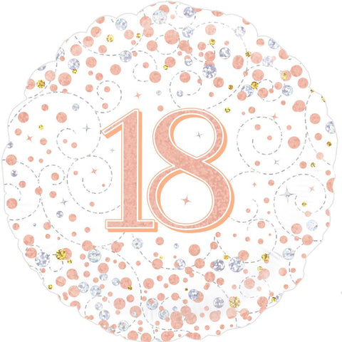 Sparkling Fizz 18th Birthday Rose Gold Holographic Foil Balloon  | 18" | S40