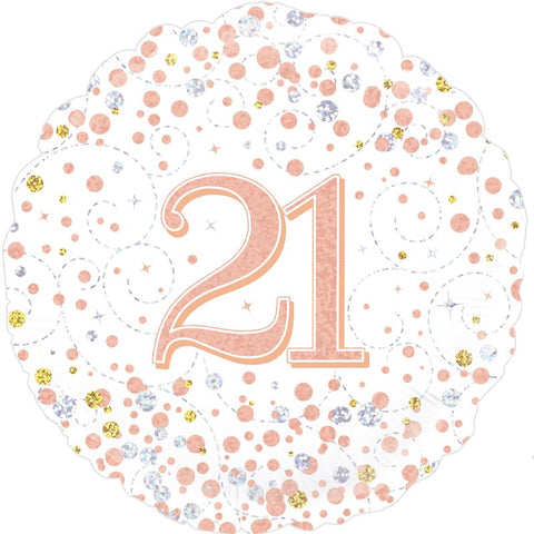 Sparkling Fizz 21st Birthday Rose Gold Holographic Foil Balloon  | 18" | S40