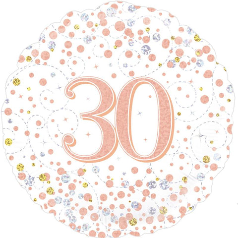 Sparkling Fizz 30th Birthday Rose Gold Holographic Foil Balloon  | 18" | S40