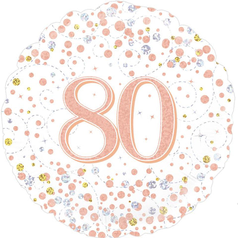 Sparkling Fizz 80th Birthday Rose Gold Holographic Foil Balloon  | 18" | S40