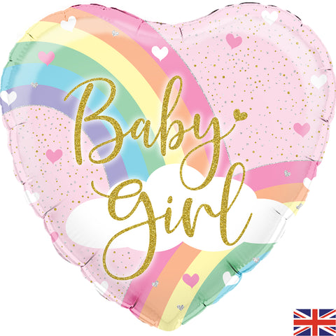 Pastel Rainbow Baby Girl Foil Balloon | 18"