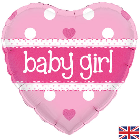 Pink Baby Girl Heart Foil Balloon | 18"