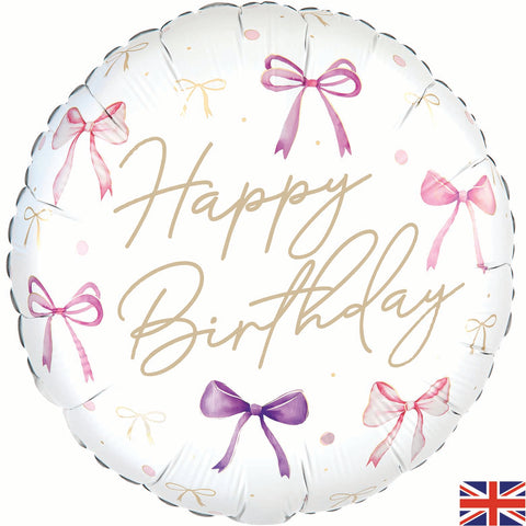 Happy Birthday Bows Foil Balloon  | 18" | S40