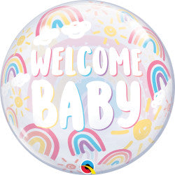 Bubble Message - Boho Rainbows Welcome Baby Balloon | 22"