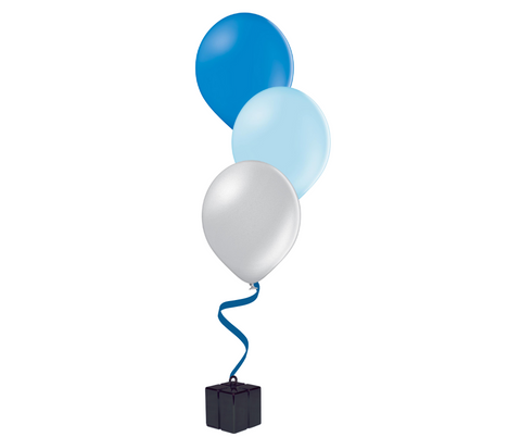 Bunch of 3 Mid Blue, Light Blue & Silver Latex Balloons | 12" | Father's Day
