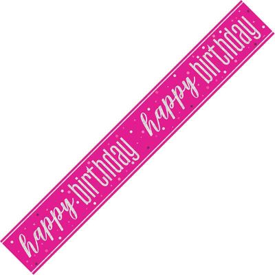 Glitz Dark Pink Birthday Banner | 9ft