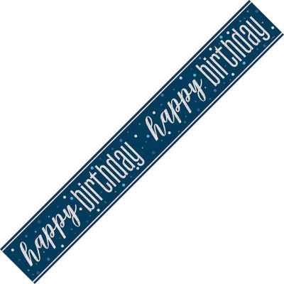 Glitz Navy Blue Birthday Banners | 9ft